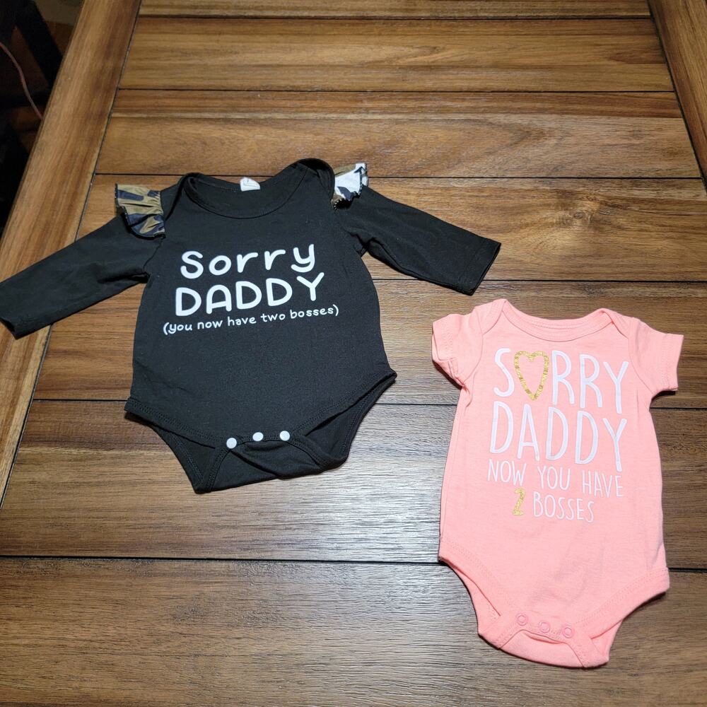 2 Pc Infant Body Suits: Baby Starters Pink 3M & Shein LS Black 3-6M